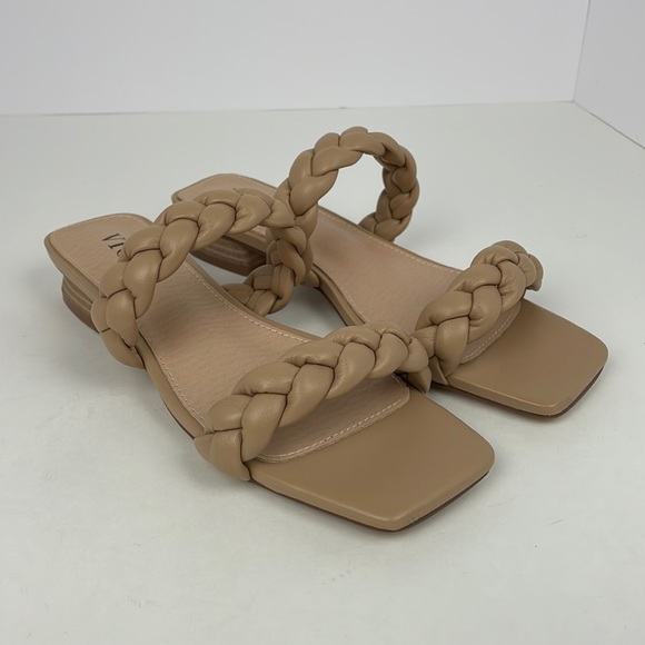 Vici Shoes - New Vicki Women’s Nude Sidney Braided Square Toe Sandals Camel Size 7